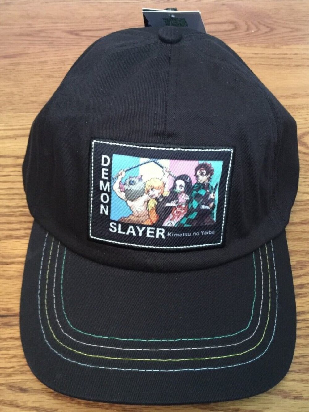 KIMETSU NO YAIBA DEMON SLAYER ANIME CAP HAT BLACK STRAPBACK CULTUREFLY NWT